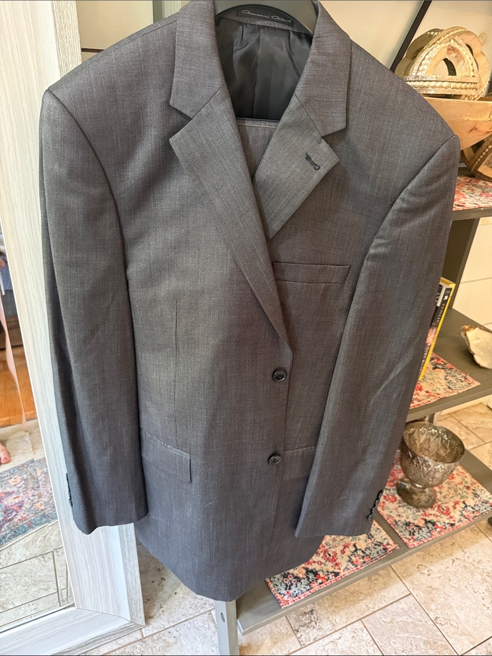Calvin Klein Dark Gray Two-Button Men's Suit Blazer